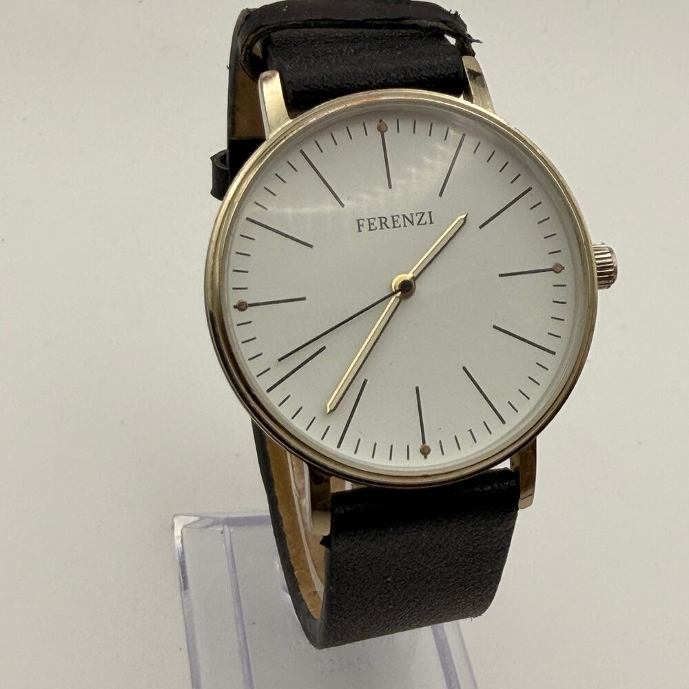 Elegant Ferenzi Marciano Gold Tone & Black Analog Watch Working New Battery